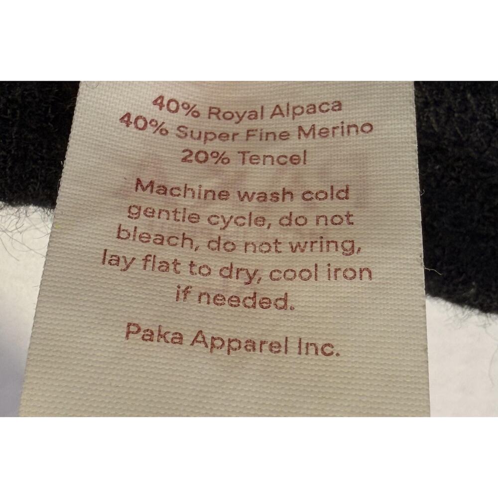 Paka Sweater Womens XL Black Royal Alpaca Merino Crewneck Thumbholes Pullover - Picture 10 of 11